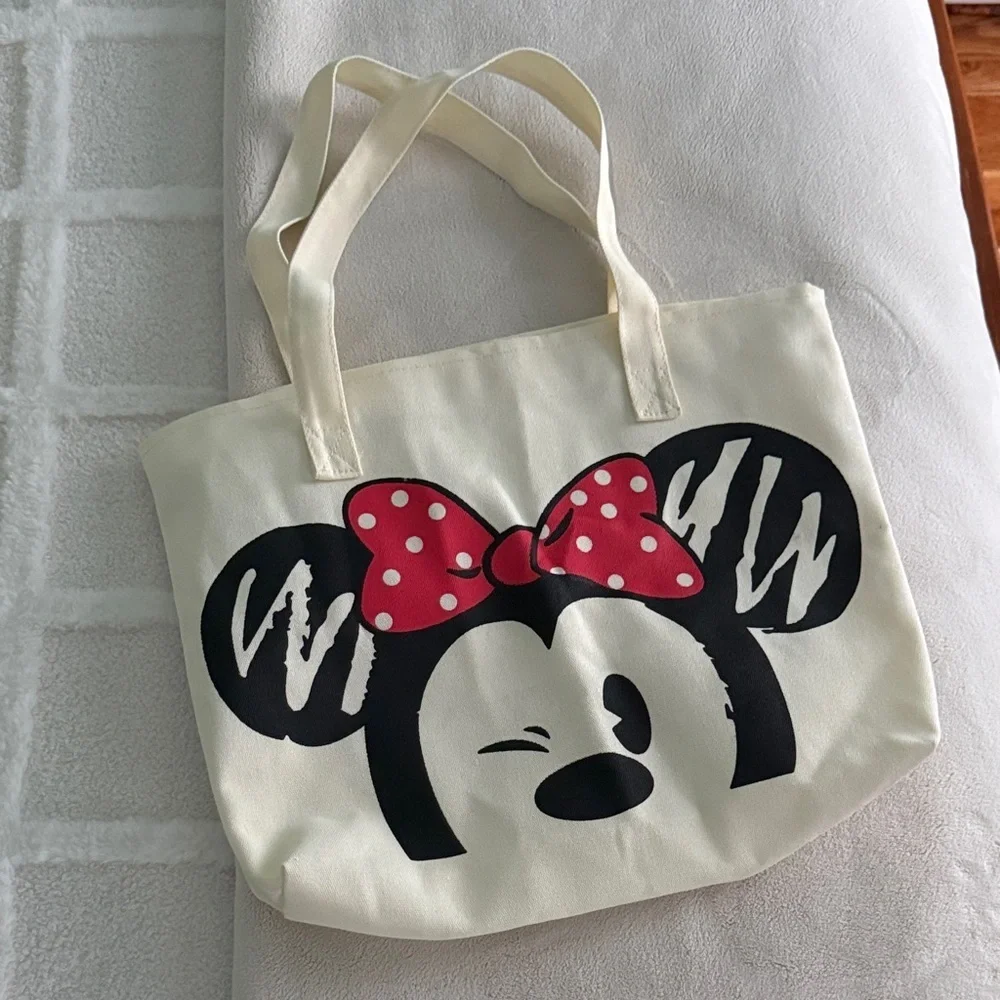 NWOT Disney Unbranded Minnie Mouse Small Canvas Tote Bag